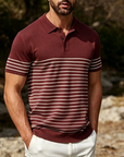 Mivanity Casual Stripe Knit Polo Shirts