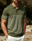 Mivanity Casual Stripe Knit Polo Shirts