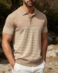 Mivanity Casual Stripe Knit Polo Shirts