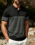 Mivanity Casual Stripe Knit Polo Shirts