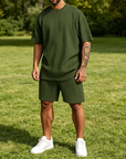 Mivanity Casual Vertical Textured T-Shirt Sets