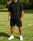 Mivanity Casual Vertical Textured T-Shirt Sets