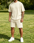 Mivanity Casual Vertical Textured T-Shirt Sets