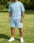Mivanity Casual Vertical Textured T-Shirt Sets