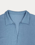 Mivanity Casual Water Ripple Textured Shirt Sets