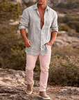 Mivanity Classic Casual Button Down Cotton Linen Shirts