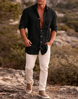 Mivanity Classic Casual Button Down Cotton Linen Shirts