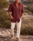 Mivanity Classic Casual Button Down Cotton Linen Shirts