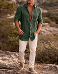 Mivanity Classic Casual Button Down Cotton Linen Shirts