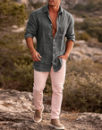 Mivanity Classic Casual Button Down Cotton Linen Shirts