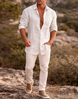 Mivanity Classic Casual Button Down Cotton Linen Shirts