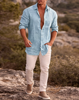 Mivanity Classic Casual Button Down Cotton Linen Shirts