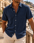 Mivanity Coastal Heritage Textured Short Sleeve Shirt
