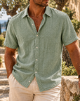 Mivanity Coastal Heritage Textured Short Sleeve Shirt