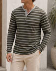 Mivanity Comfy Soft Stripe Henley Shirts