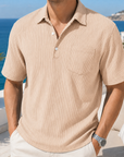 Mivanity Daily Lapel Pocket Ribbed Short-sleeved Polo Shirt