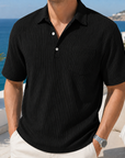 Mivanity Daily Lapel Pocket Ribbed Short-sleeved Polo Shirt