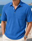 Mivanity Daily Lapel Pocket Ribbed Short-sleeved Polo Shirt