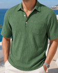 Mivanity Daily Lapel Pocket Ribbed Short-sleeved Polo Shirt