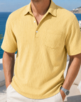 Mivanity Daily Lapel Pocket Ribbed Short-sleeved Polo Shirt