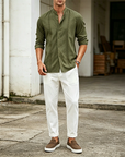 Mivanity Embroidered Guayabera Linen Shirts