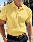 Mivanity Lightweight Ribbed Knit Polo Shirts