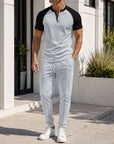 Mivanity Men's 2-Piece Henley Tee Drawstring Pants Sets