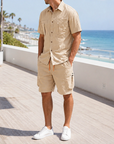 Mivanity Men's 2-Piece Short-Sleeve Shirt Cargo Pants Sets