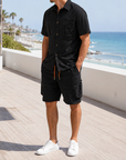 Mivanity Men's 2-Piece Short-Sleeve Shirt Cargo Pants Sets