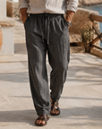 Mivanity Men's Beach Vacation Loose-Fit Lightweight Linen Trousers