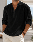 Mivanity Men's Breathable Linen Look Henley Shirt