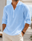 Mivanity Men's Breathable Linen Look Henley Shirt
