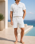 Mivanity Men's Cargo Corduroy Shirt Shorts Sets