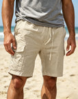 Mivanity Men's Casual Cotton Drawstring Elastic Waist Shorts
