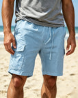 Mivanity Men's Casual Cotton Drawstring Elastic Waist Shorts