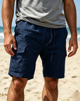 Mivanity Men's Casual Cotton Drawstring Elastic Waist Shorts
