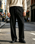 Mivanity Men's Casual Daily Solid Color Texture Loose Trousers