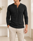 Mivanity Men's Casual Henley Long-Sleeve T-Shirts