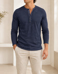 Mivanity Men's Casual Henley Long-Sleeve T-Shirts