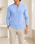 Mivanity Men's Casual Henley Long-Sleeve T-Shirts