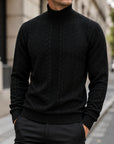Mivanity Men's Casual High Collar Jacquard Sweatshirts