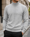 Mivanity Men's Casual High Collar Jacquard Sweatshirts