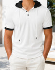 Mivanity Men's Casual Waffle Knit Color-Block Hooded T-Shirts