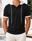 Mivanity Men's Casual Waffle Knit Color-Block Hooded T-Shirts