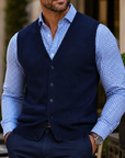 Mivanity Men's Classic V-Neck Button Knit Vest