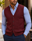 Mivanity Men's Classic V-Neck Button Knit Vest