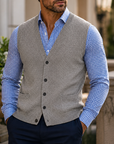 Mivanity Men's Classic V-Neck Button Knit Vest
