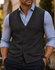 Mivanity Men's Classic V-Neck Button Knit Vest