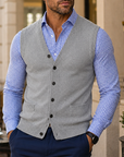 Mivanity Men's Classic V-Neck Button Knit Vest