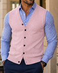 Mivanity Men's Classic V-Neck Button Knit Vest